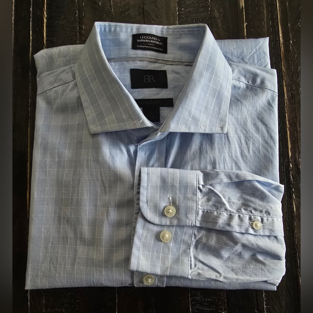 Banana Republic Men’s Blue Slim Fit Dress Shirt 100% Cotton Size S
